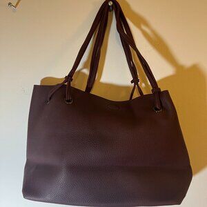 Faux Leather Burgundy Tote & Cosmetic Bag
